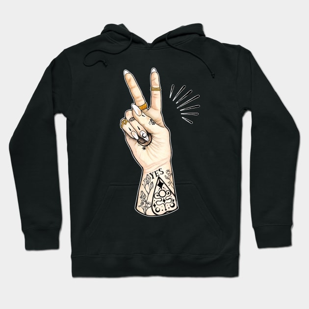 Ouija Hand - YES Hoodie by PaperTigress